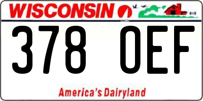 WI license plate 378OEF