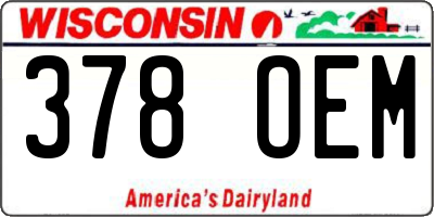 WI license plate 378OEM