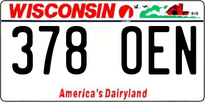 WI license plate 378OEN