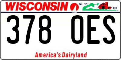 WI license plate 378OES