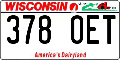 WI license plate 378OET