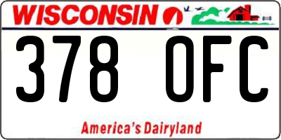 WI license plate 378OFC