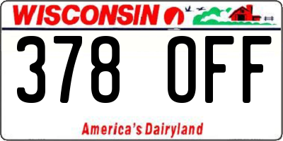 WI license plate 378OFF