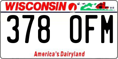 WI license plate 378OFM