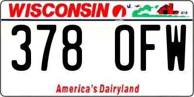 WI license plate 378OFW