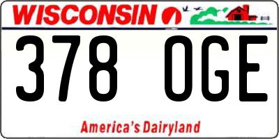 WI license plate 378OGE
