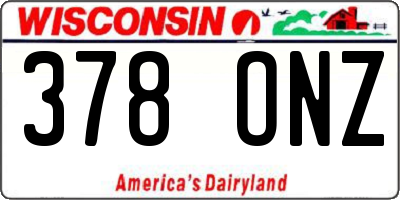 WI license plate 378ONZ