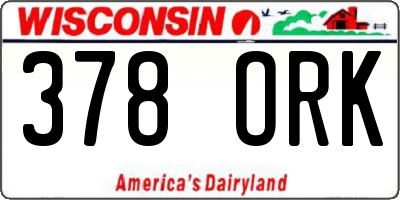 WI license plate 378ORK
