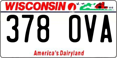 WI license plate 378OVA