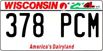 WI license plate 378PCM