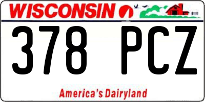 WI license plate 378PCZ