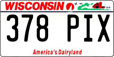 WI license plate 378PIX