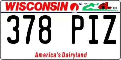 WI license plate 378PIZ