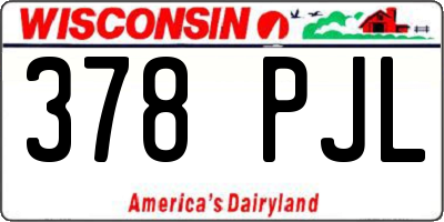WI license plate 378PJL