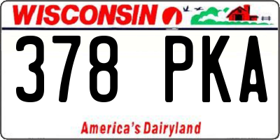 WI license plate 378PKA