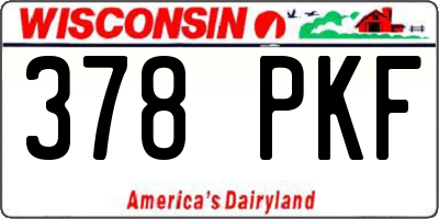 WI license plate 378PKF