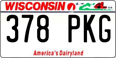 WI license plate 378PKG