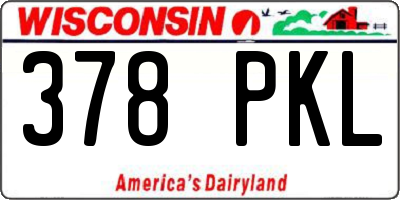 WI license plate 378PKL