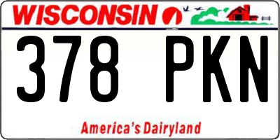 WI license plate 378PKN