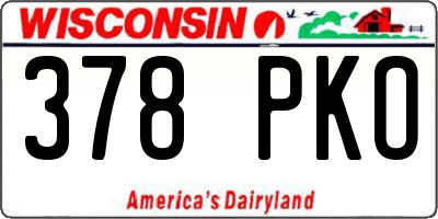 WI license plate 378PKO