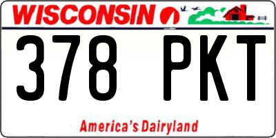 WI license plate 378PKT