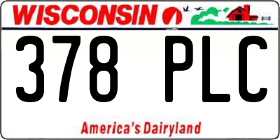 WI license plate 378PLC