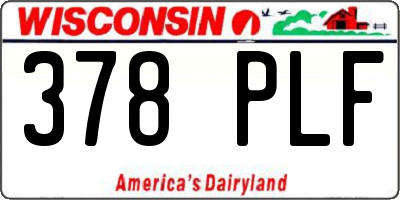 WI license plate 378PLF