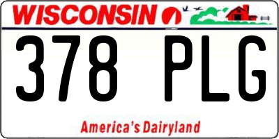 WI license plate 378PLG