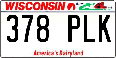 WI license plate 378PLK