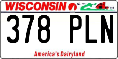 WI license plate 378PLN