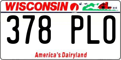 WI license plate 378PLO