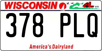WI license plate 378PLQ