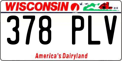 WI license plate 378PLV