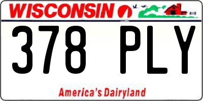 WI license plate 378PLY