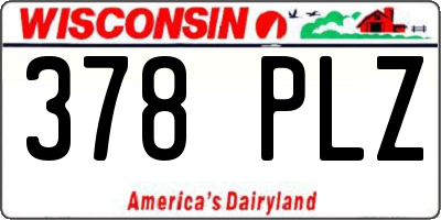 WI license plate 378PLZ