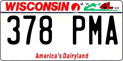 WI license plate 378PMA