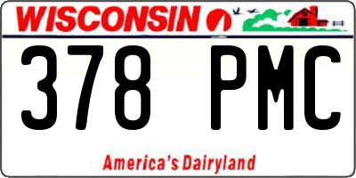 WI license plate 378PMC