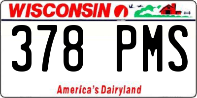 WI license plate 378PMS