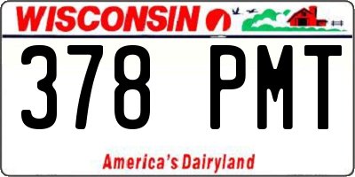 WI license plate 378PMT