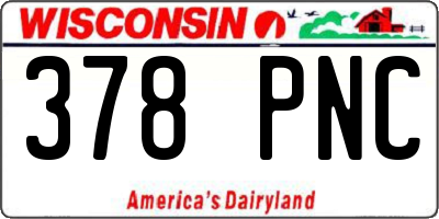 WI license plate 378PNC