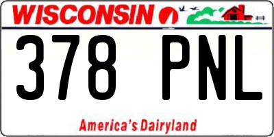 WI license plate 378PNL