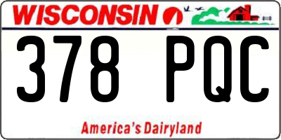 WI license plate 378PQC