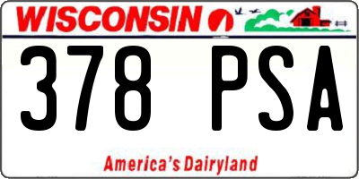 WI license plate 378PSA