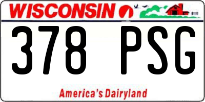 WI license plate 378PSG
