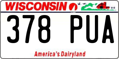 WI license plate 378PUA