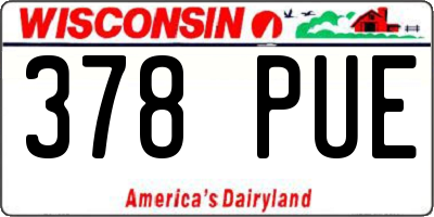 WI license plate 378PUE