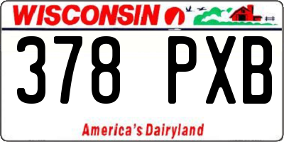 WI license plate 378PXB