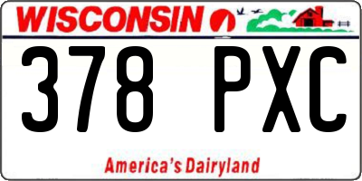 WI license plate 378PXC