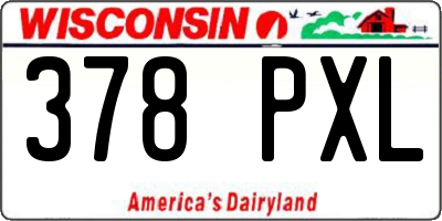 WI license plate 378PXL