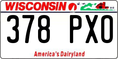 WI license plate 378PXO